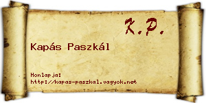 Kapás Paszkál névjegykártya
